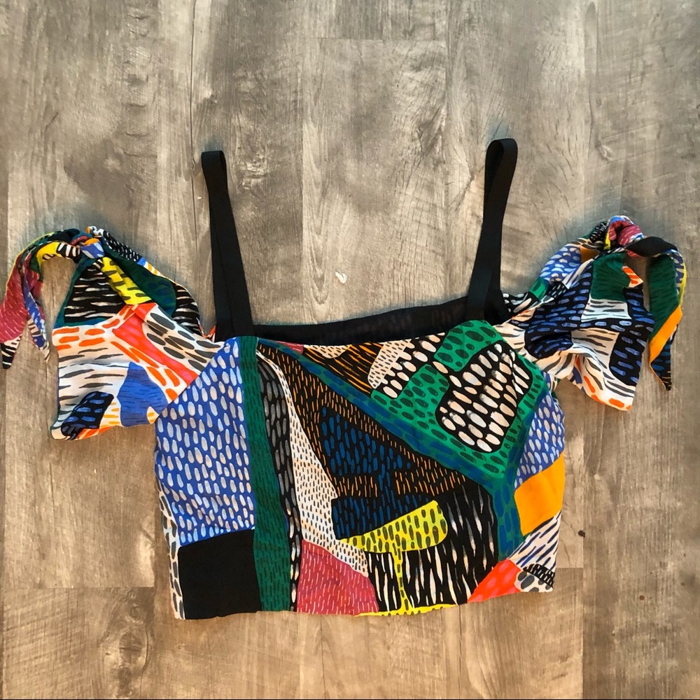 Colorful print Zara crop tank top size Large